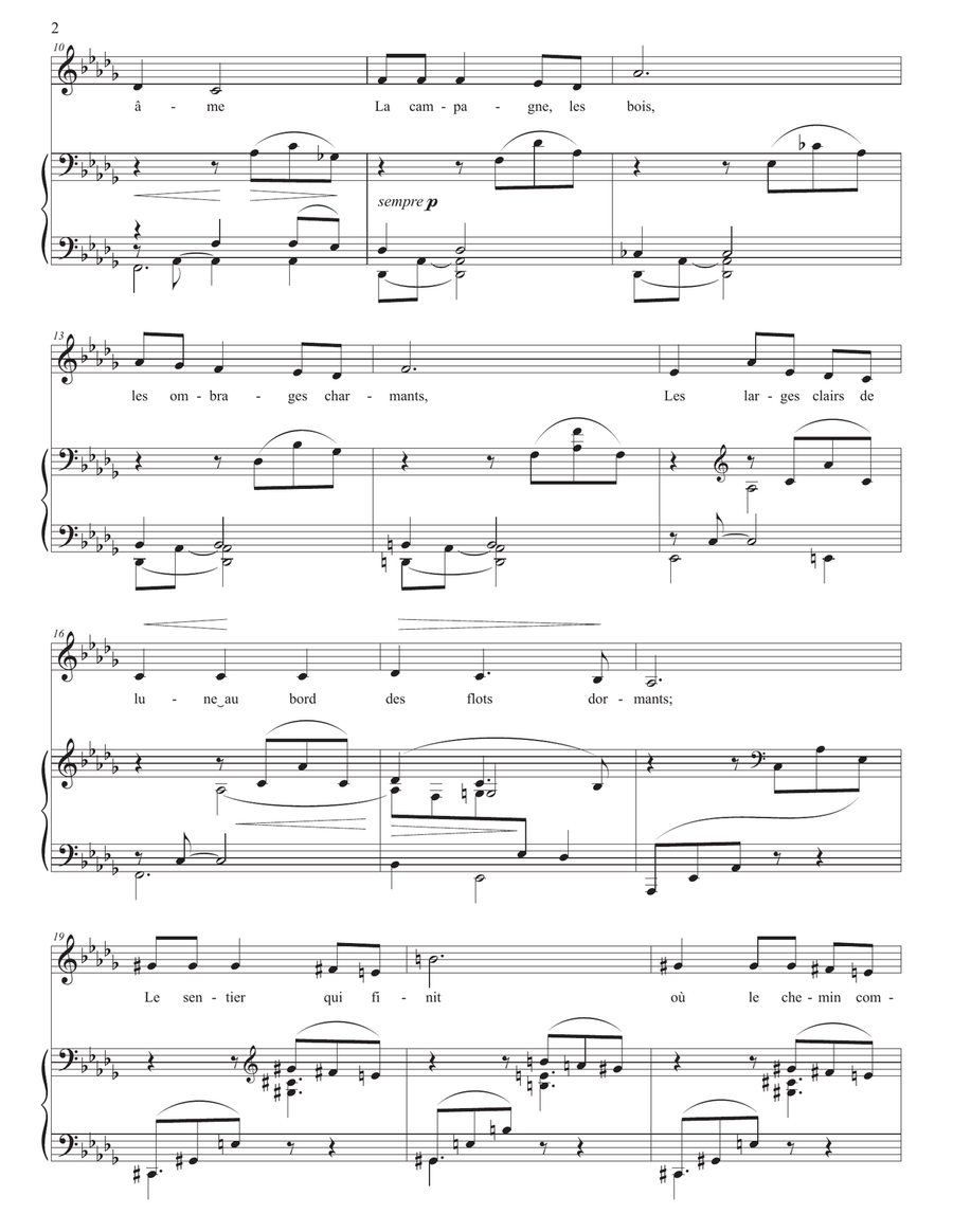 FAURÉ: Mai, Op. 1 no. 2 (transposed to D-flat major) Piano, Vocal scores gallery preview page 3