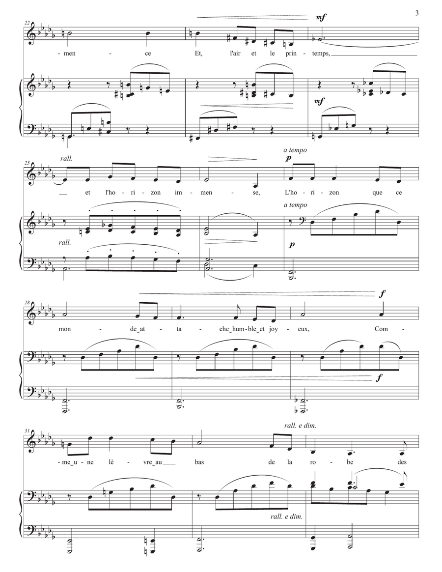 FAURÉ: Mai, Op. 1 no. 2 (transposed to D-flat major) Piano, Vocal scores gallery preview page 4