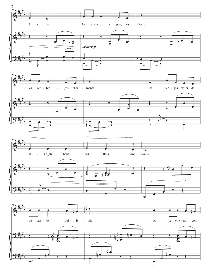 FAURÉ: Mai, Op. 1 no. 2 (transposed to E major) Piano, Vocal scores gallery preview page 3