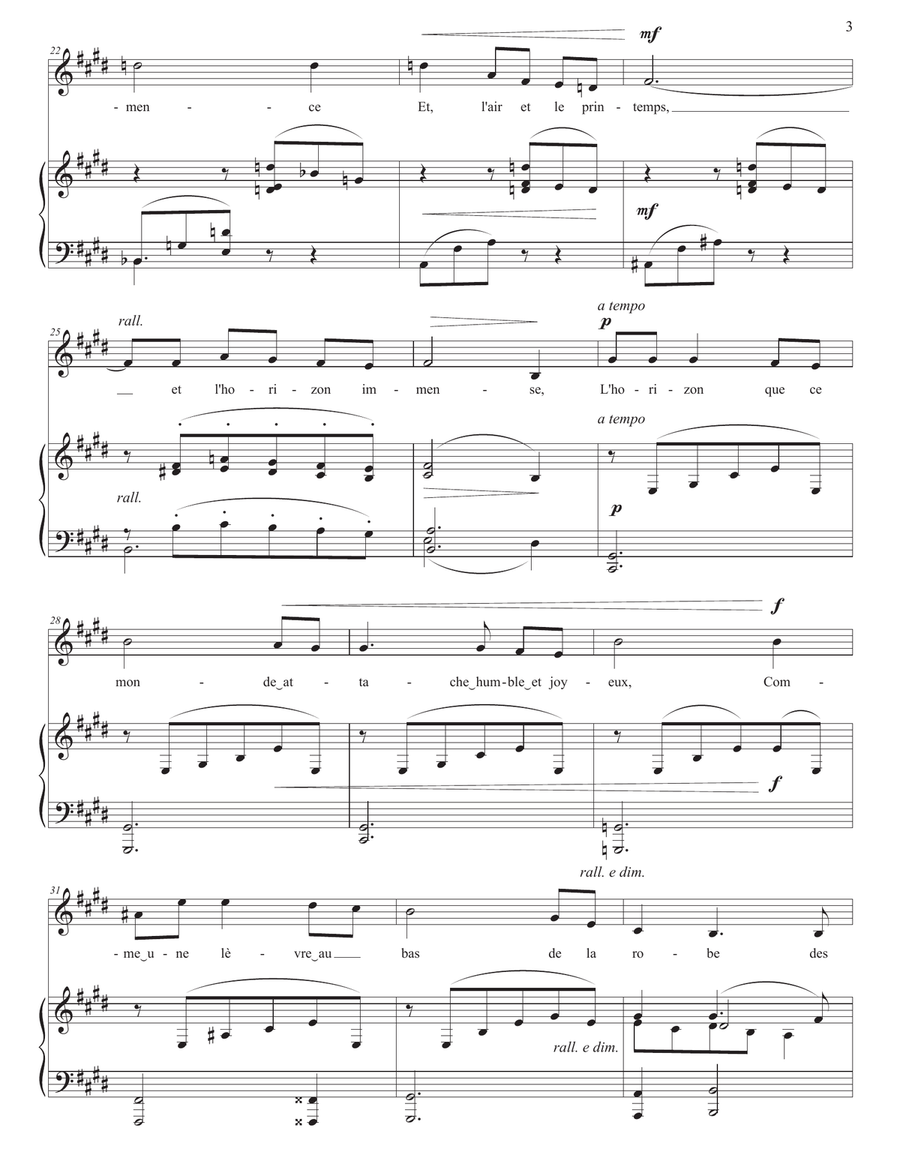 FAURÉ: Mai, Op. 1 no. 2 (transposed to E major) Piano, Vocal scores gallery preview page 4