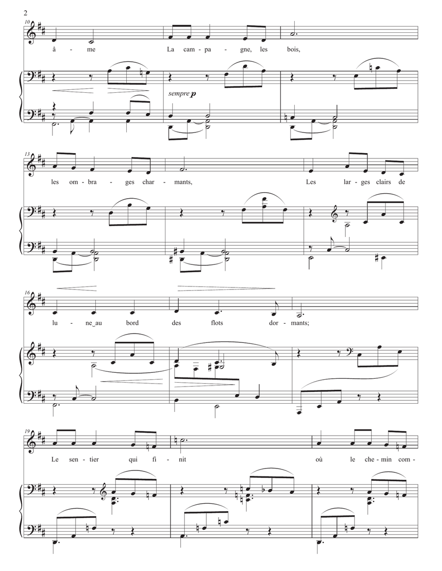 FAURÉ: Mai, Op. 1 no. 2 (transposed to D major) Piano, Vocal scores gallery preview page 3