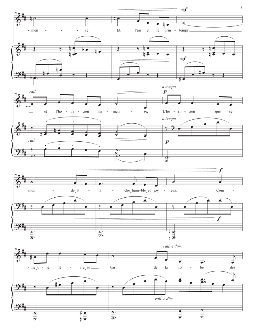 FAURÉ: Mai, Op. 1 no. 2 (transposed to D major) Piano, Vocal scores gallery preview page 4