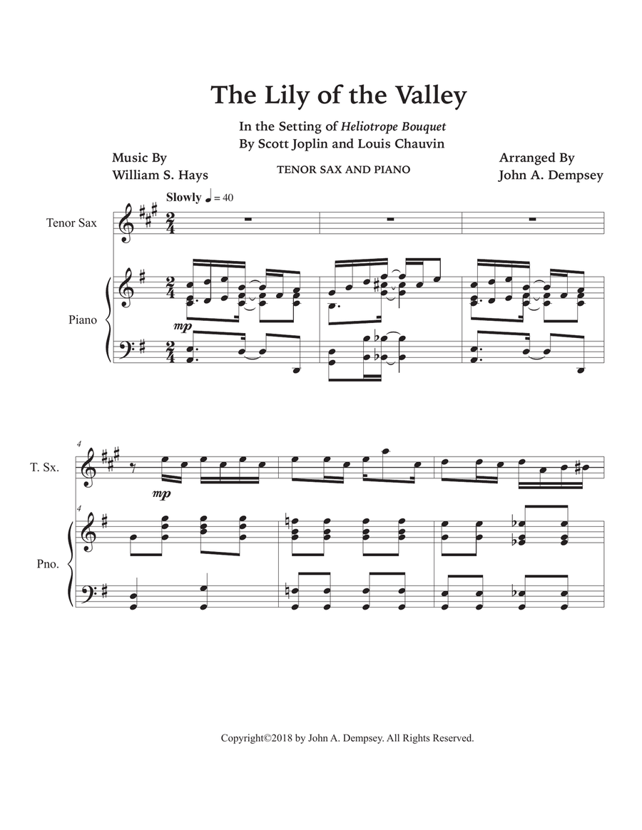 The Lily of the Valley (Tenor Sax and Piano) Tenor Saxophone scores gallery preview page 5