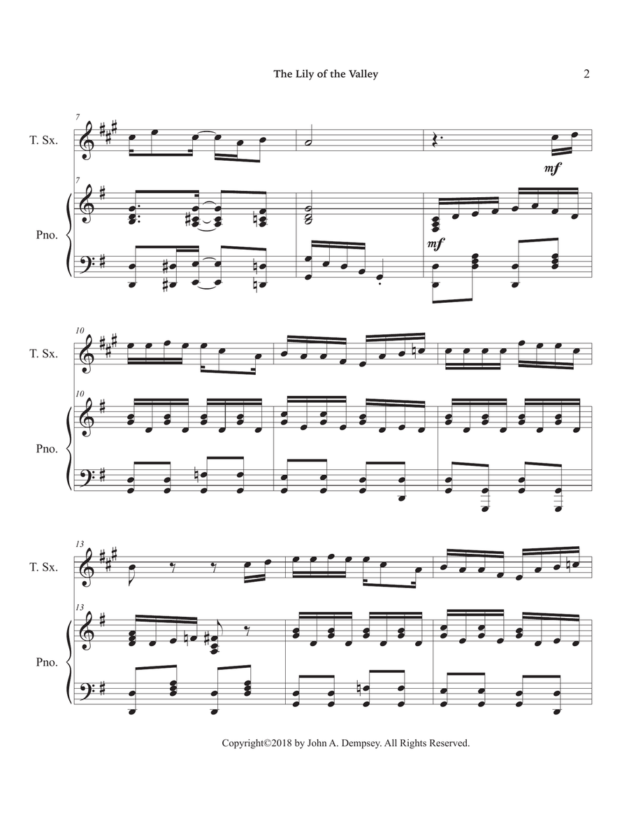 The Lily of the Valley (Tenor Sax and Piano) Tenor Saxophone scores gallery preview page 6