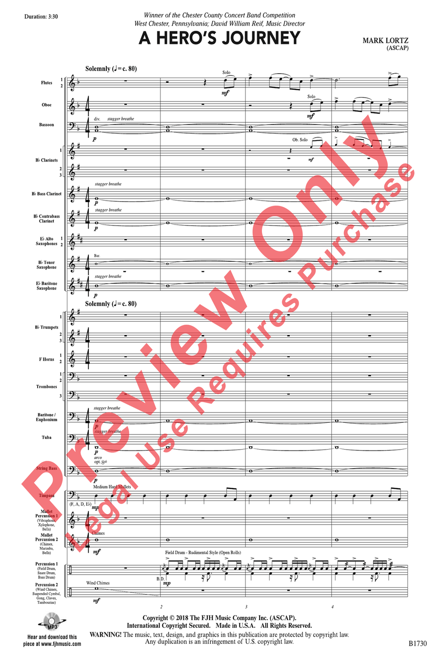 A Hero's Journey A Hero's Journey Concert Band scores gallery preview page 3
