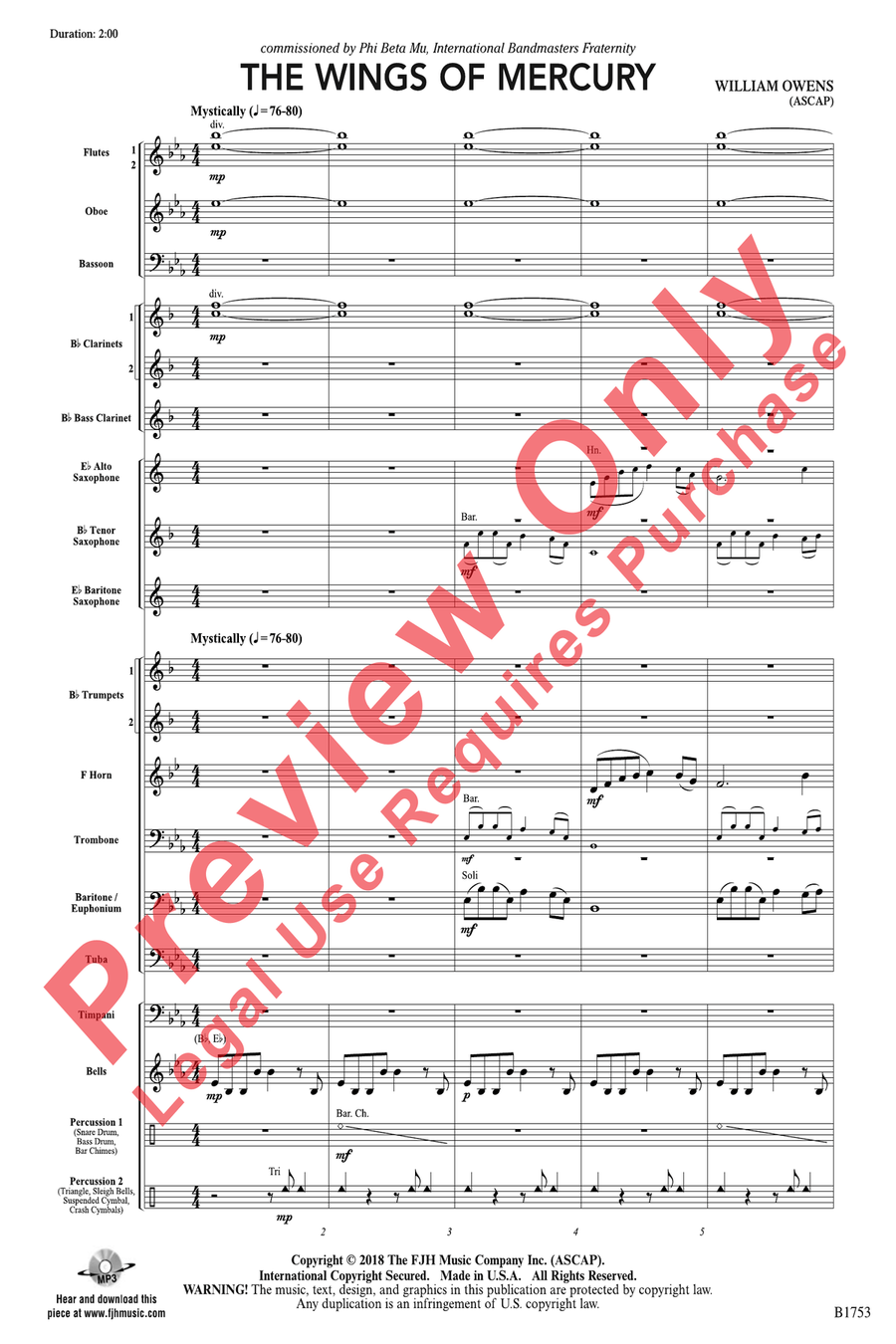 The Wings of Mercury The Wings of Mercury Concert Band scores gallery preview page 3