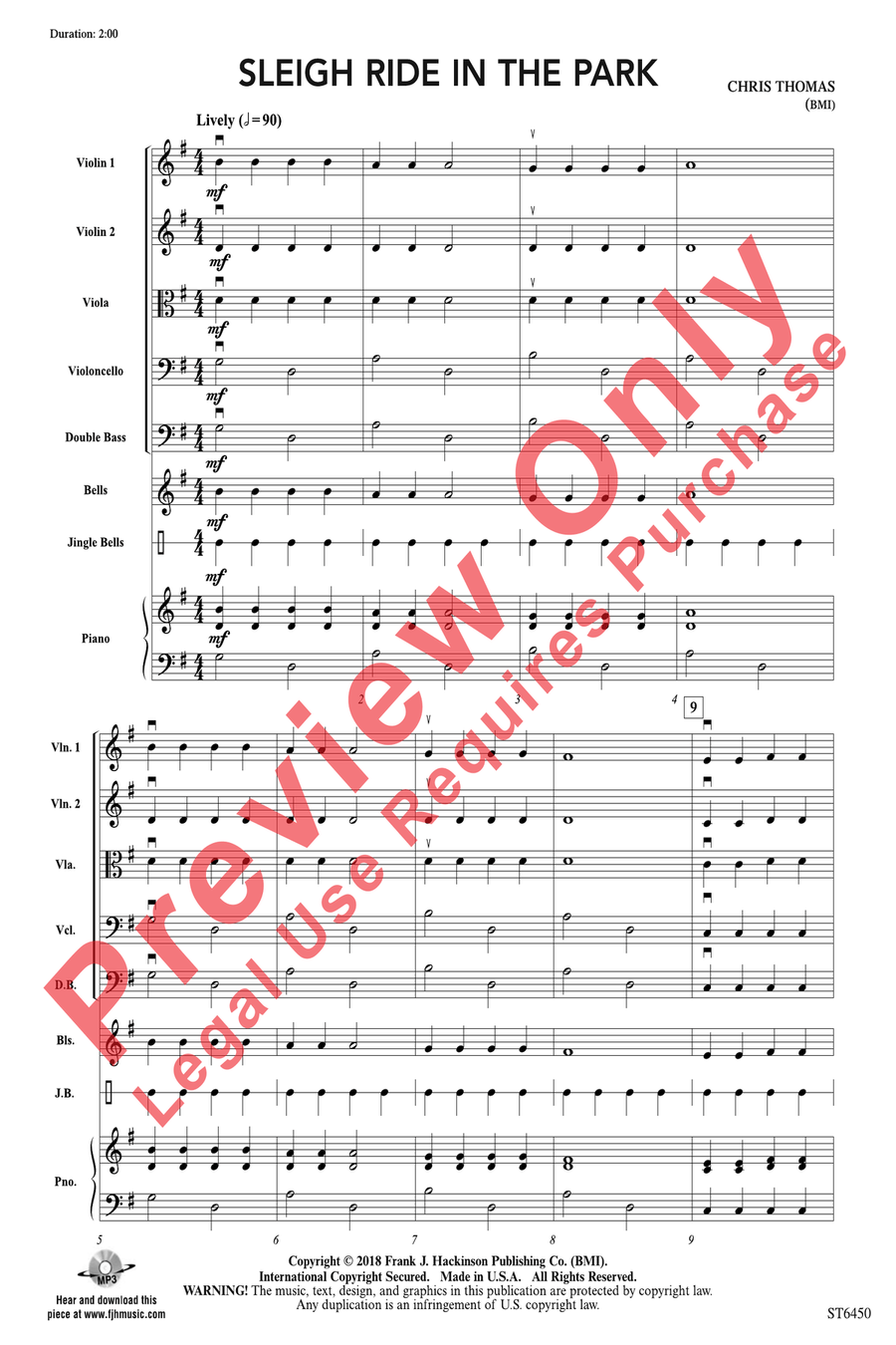 Sleigh Ride in the Park String Orchestra scores gallery preview page 3