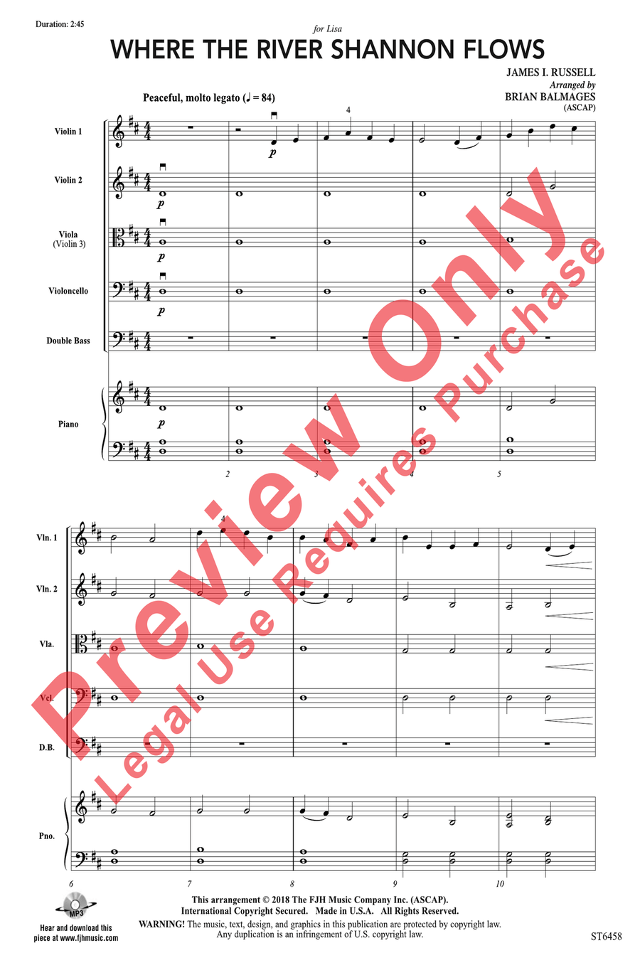 Where the River Shannon Flows String Orchestra scores gallery preview page 4