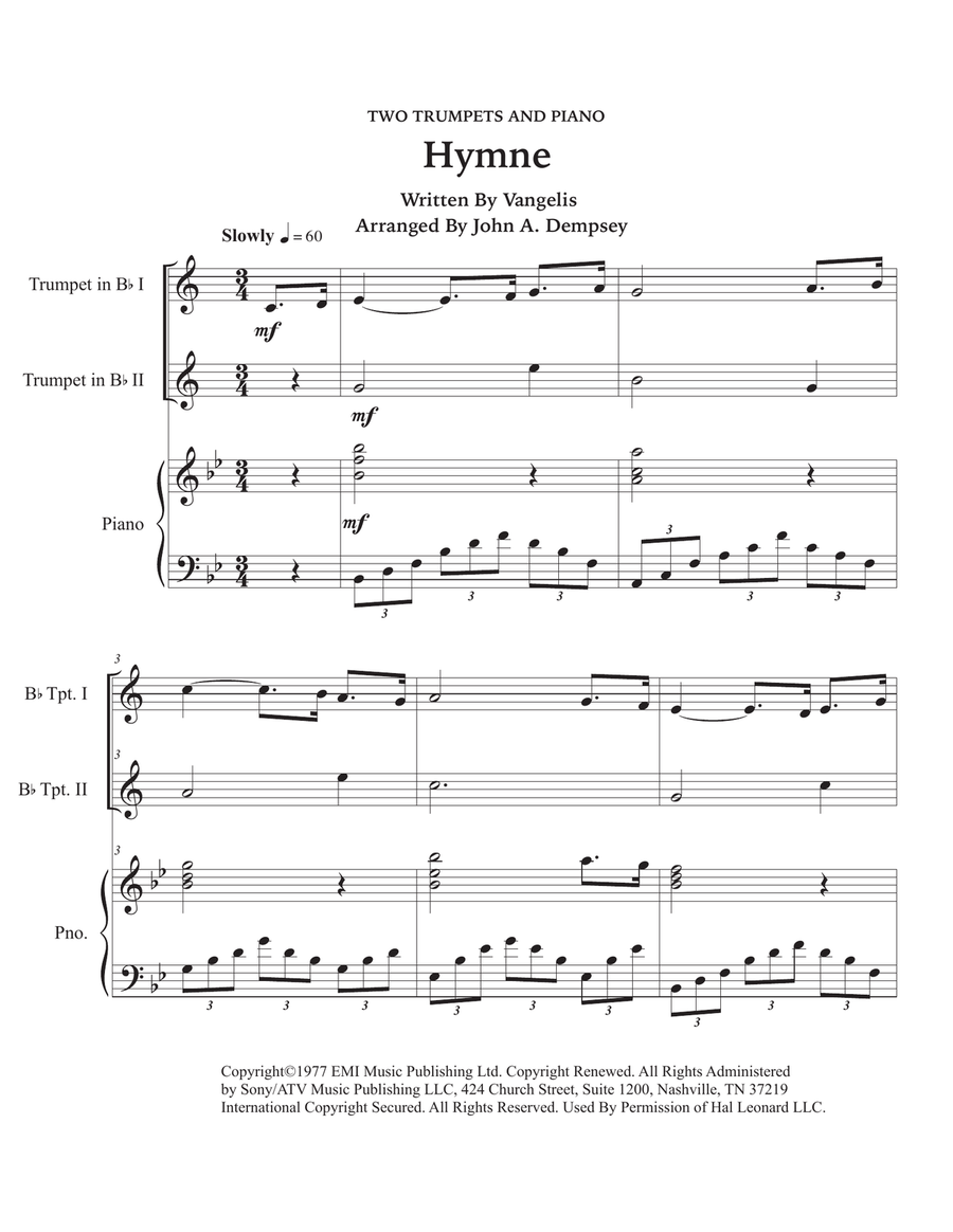 Hymne Trumpet Duet scores gallery preview page 5