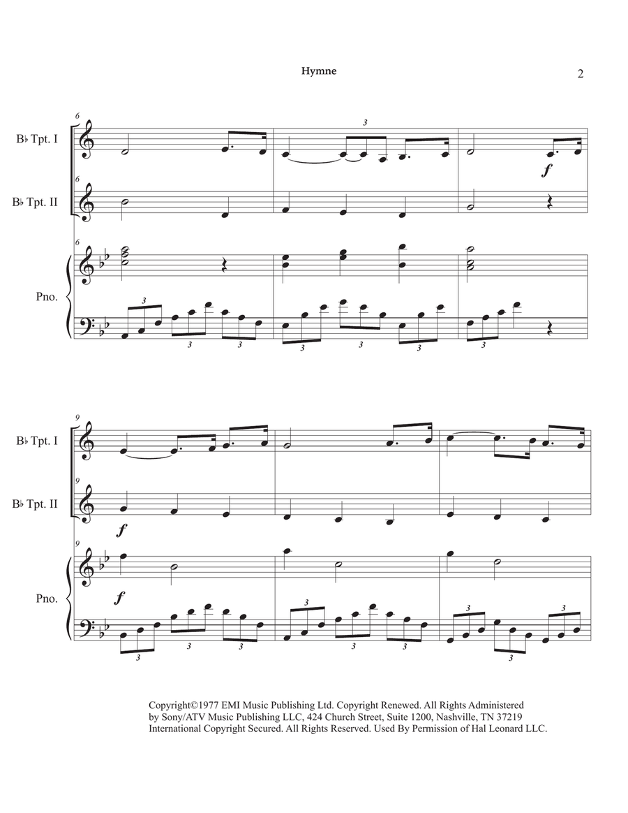 Hymne Trumpet Duet scores gallery preview page 6
