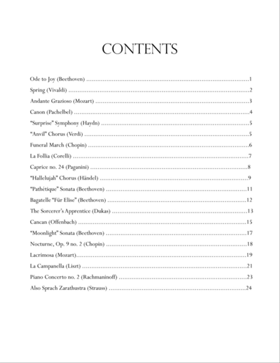20 Favorite Classical Themes for Easy Piano (C Major / A minor) Easy Piano scores gallery preview page 4