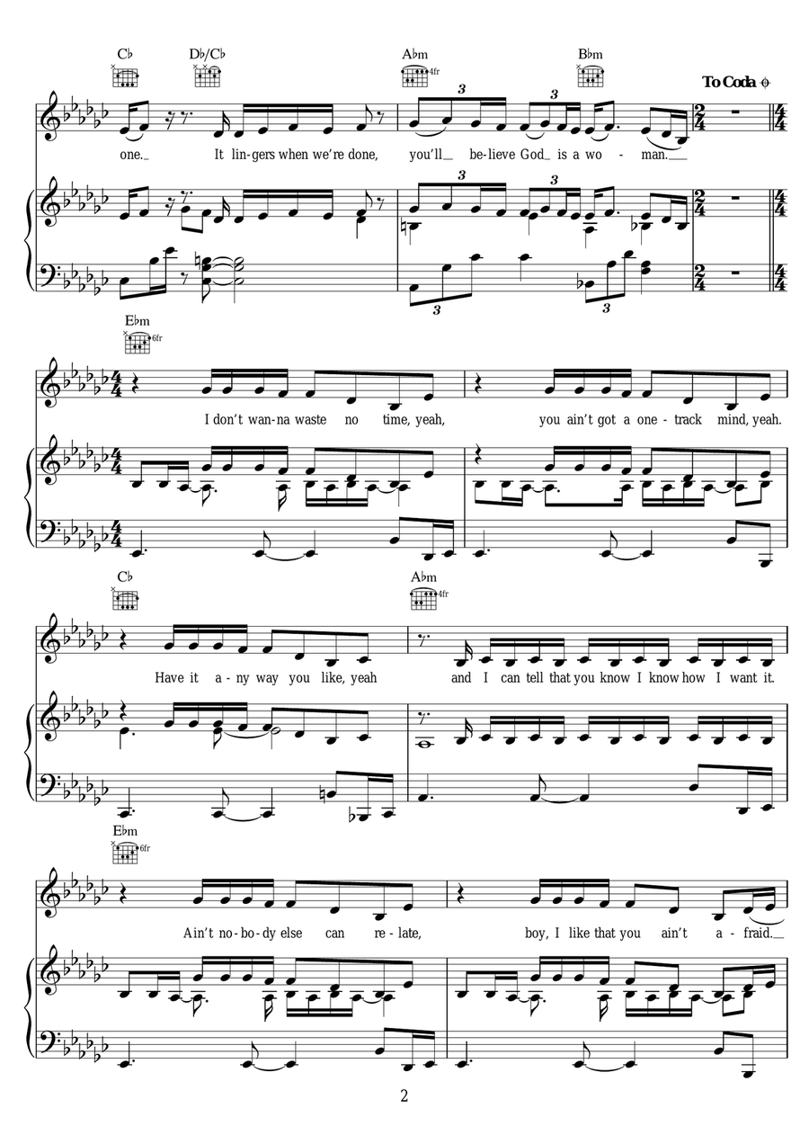 God Is A Woman God Is A Woman Piano, Vocal scores gallery preview page 2