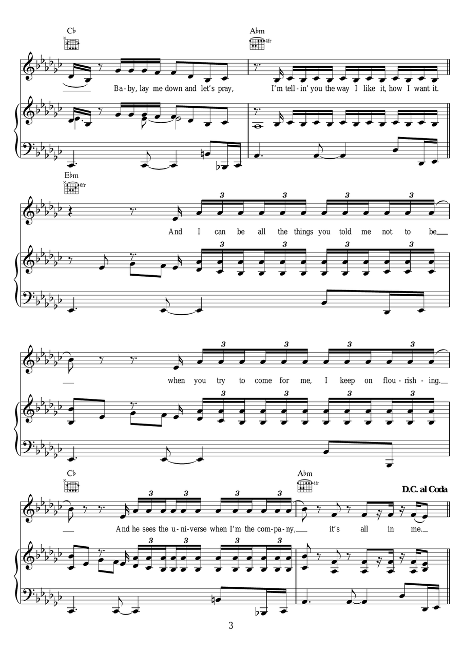 God Is A Woman God Is A Woman Piano, Vocal scores gallery preview page 3