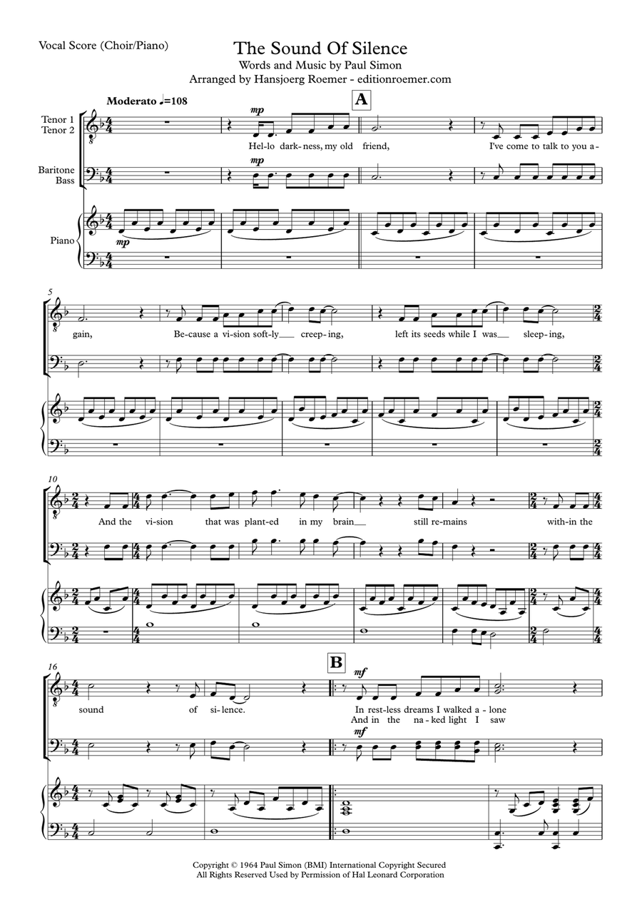 The Sound Of Silence The Sound Of Silence TTBB scores gallery preview page 2