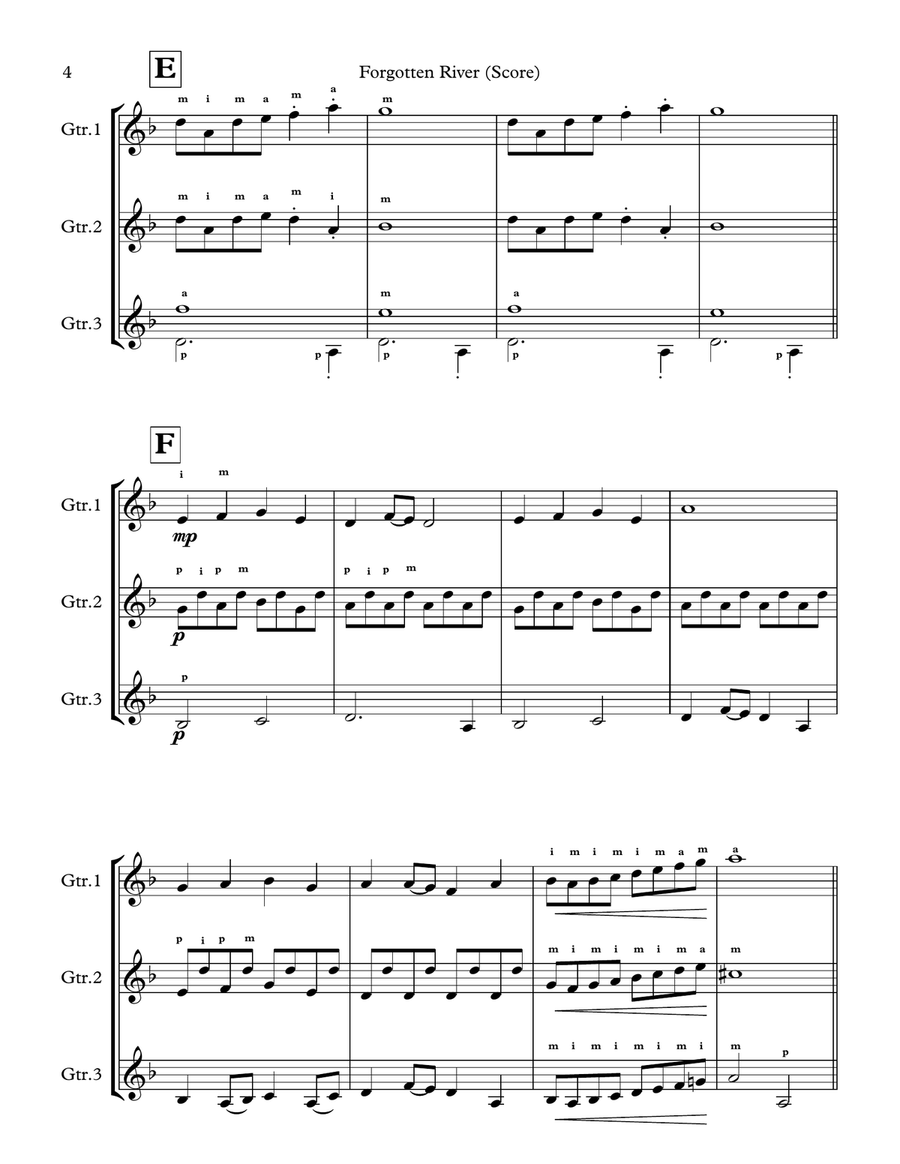 Forgotten River - Guitar Trio (score & parts) Guitar Ensemble scores gallery preview page 4