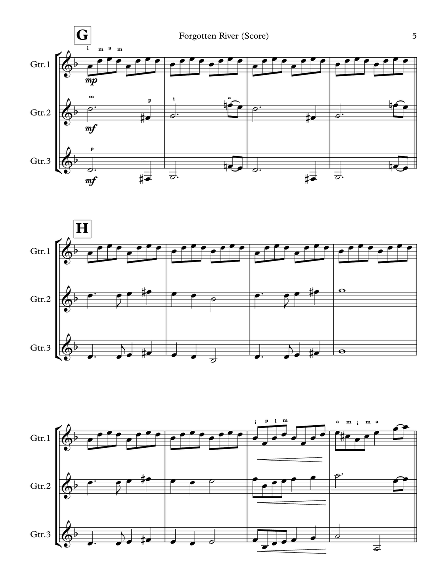 Forgotten River - Guitar Trio (score & parts) Guitar Ensemble scores gallery preview page 5