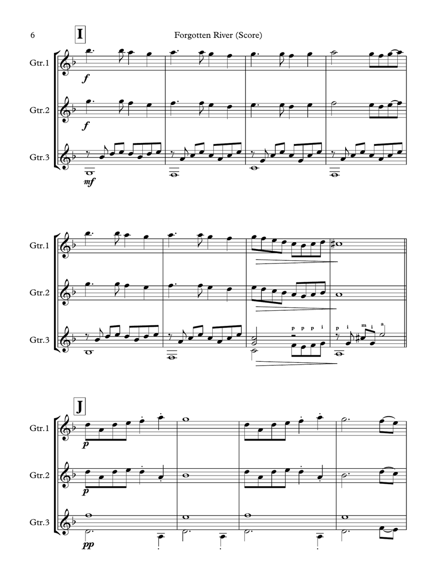 Forgotten River - Guitar Trio (score & parts) Guitar Ensemble scores gallery preview page 6