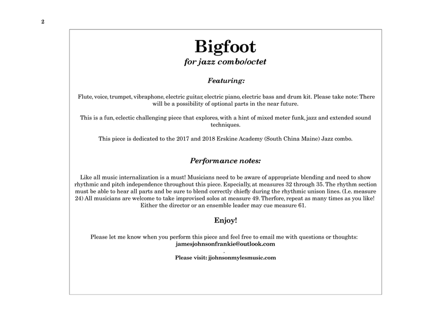 Big Foot for Jazz Combo Jazz Ensemble scores gallery preview page 2