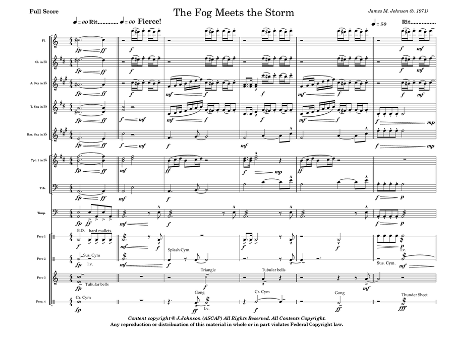 The Fog Meets the Storm for small wind band and percussion Concert Band scores gallery preview page 4