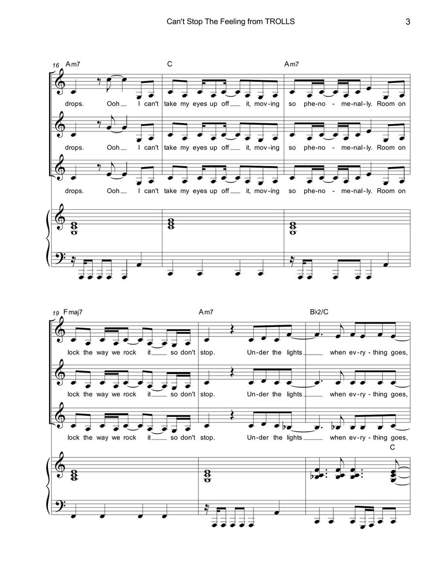Can't Stop The Feeling from TROLLS SSA scores gallery preview page 4
