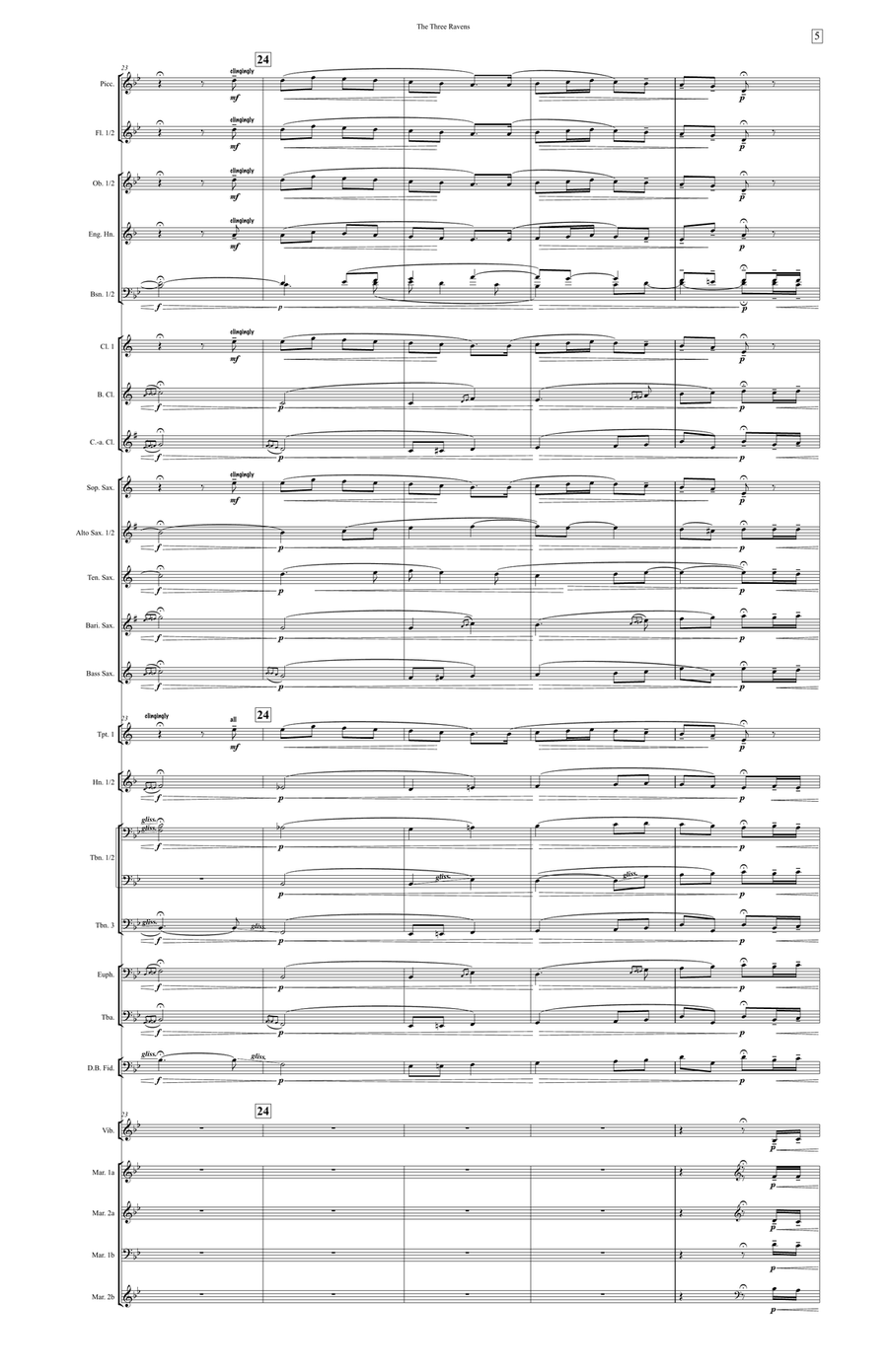 The Three Ravens (large score) Concert Band scores gallery preview page 6