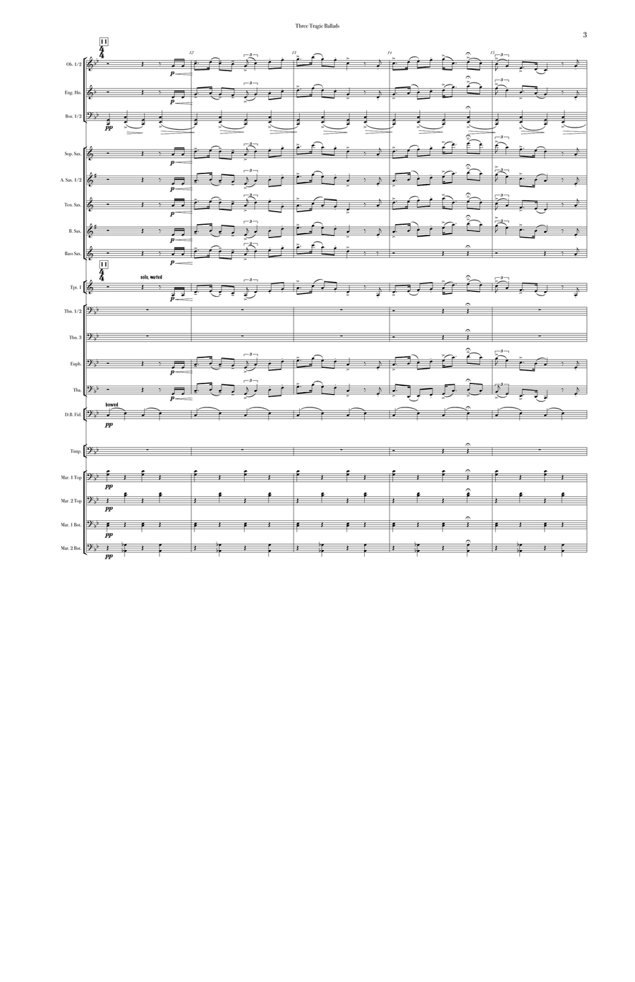 Three Tragic Ballads (large score) Concert Band scores gallery preview page 4