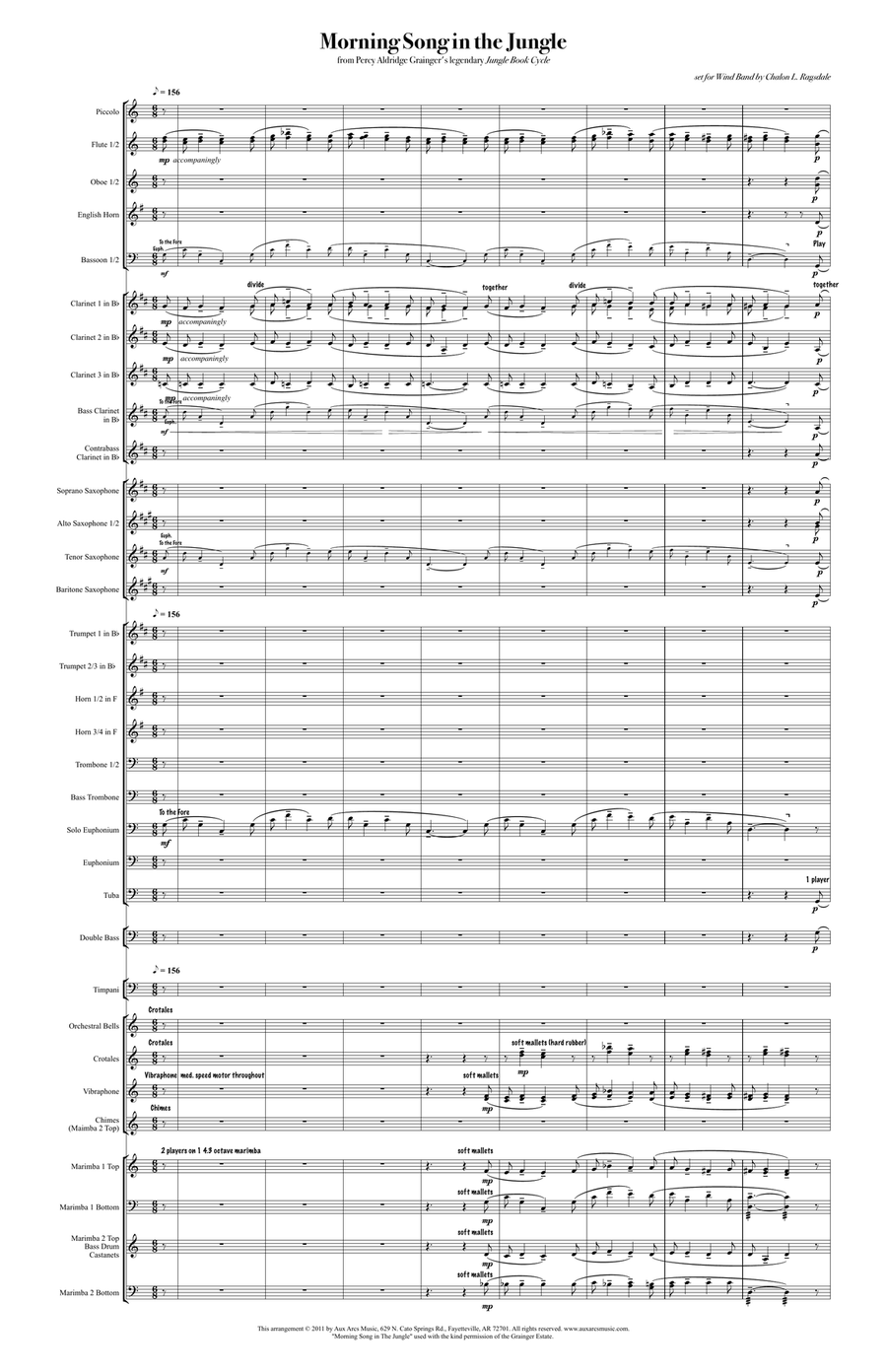 Morning Song in the Jungle (large score) Concert Band scores gallery preview page 2