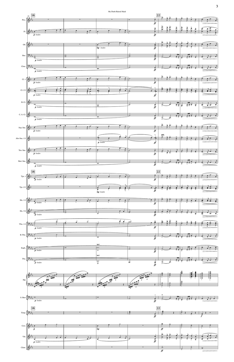 My Dark-Haired Maid (large score) Concert Band scores gallery preview page 4
