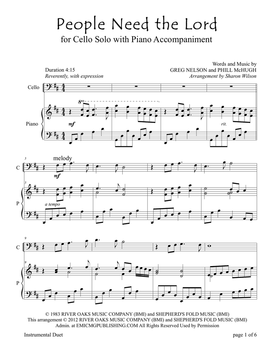 People Need The Lord Piano scores gallery preview page 3