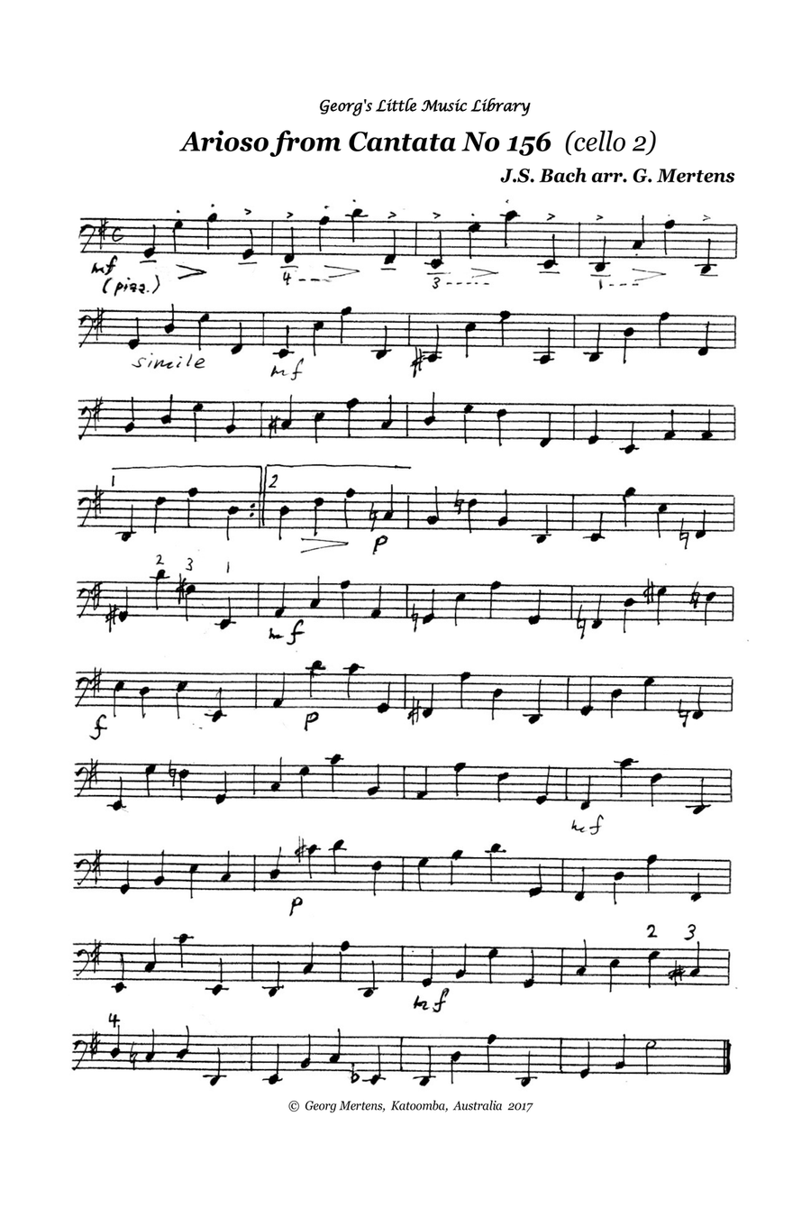Bach Arioso for cello & guitar / 2 cellos Bach Arioso for cello & guitar / 2 cellos String Duet scores gallery preview page 5