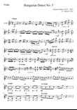 Hungarian Dance No. 5 for Violin & Cello Duet