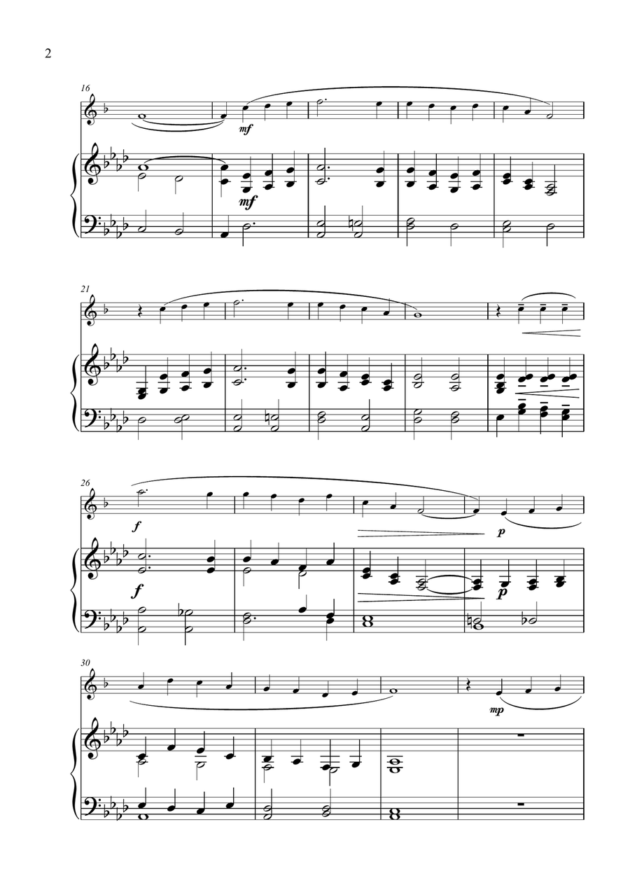 Danny Boy for Solo Horn in Eb and Piano Cornet scores gallery preview page 2