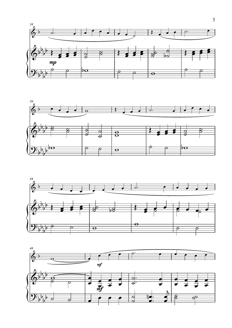 Danny Boy for Solo Horn in Eb and Piano Cornet scores gallery preview page 3