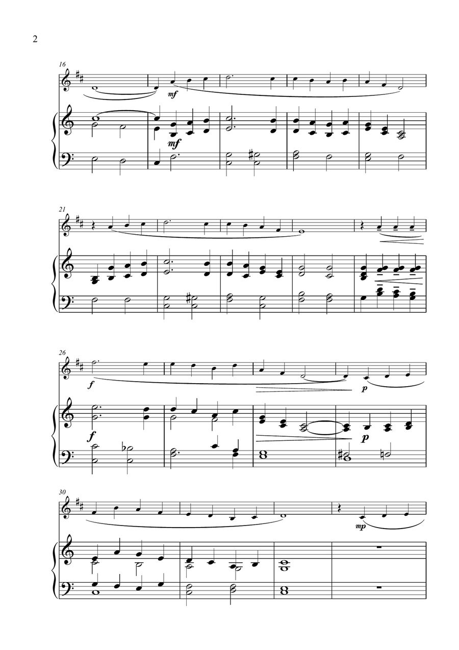 Danny Boy for Solo Trumpet in Bb and Piano. B Minor Version (Concert A Minor) B-Flat Trumpet scores gallery preview page 2