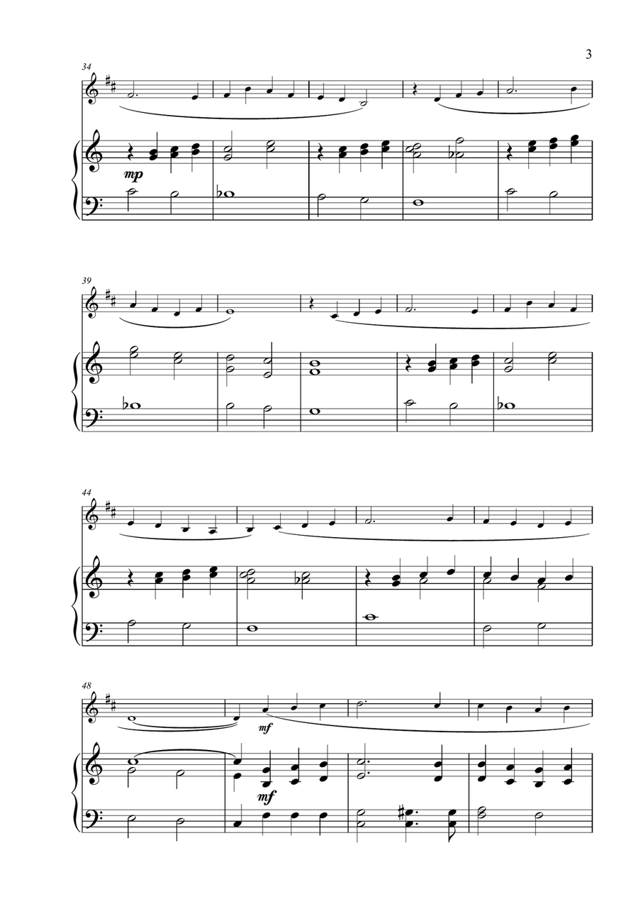 Danny Boy for Solo Trumpet in Bb and Piano. B Minor Version (Concert A Minor) B-Flat Trumpet scores gallery preview page 3