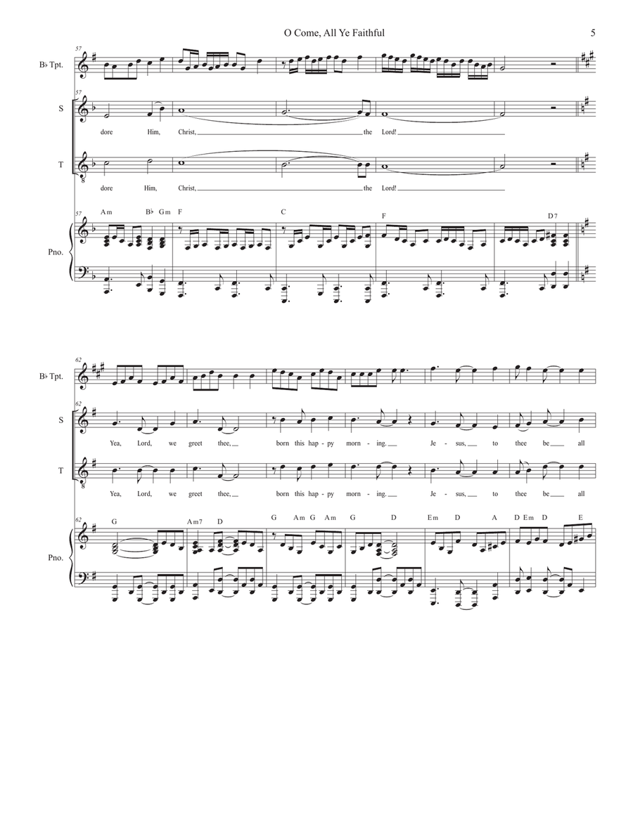 O Come All Ye Faithful (2-part choir - (Soprano and Tenor) 2-Part scores gallery preview page 5