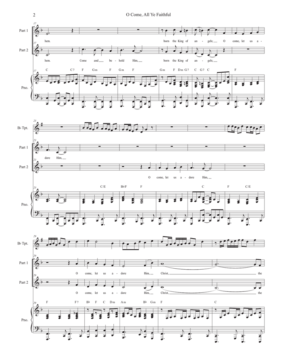 O Come All Ye Faithful (2-part choir) 2-Part scores gallery preview page 2