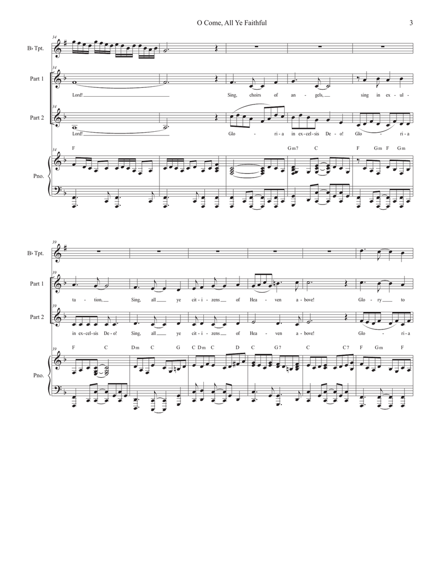O Come All Ye Faithful (2-part choir) 2-Part scores gallery preview page 3