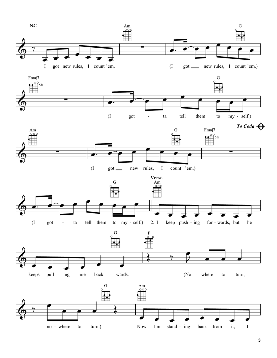 New Rules New Rules Ukulele scores gallery preview page 3