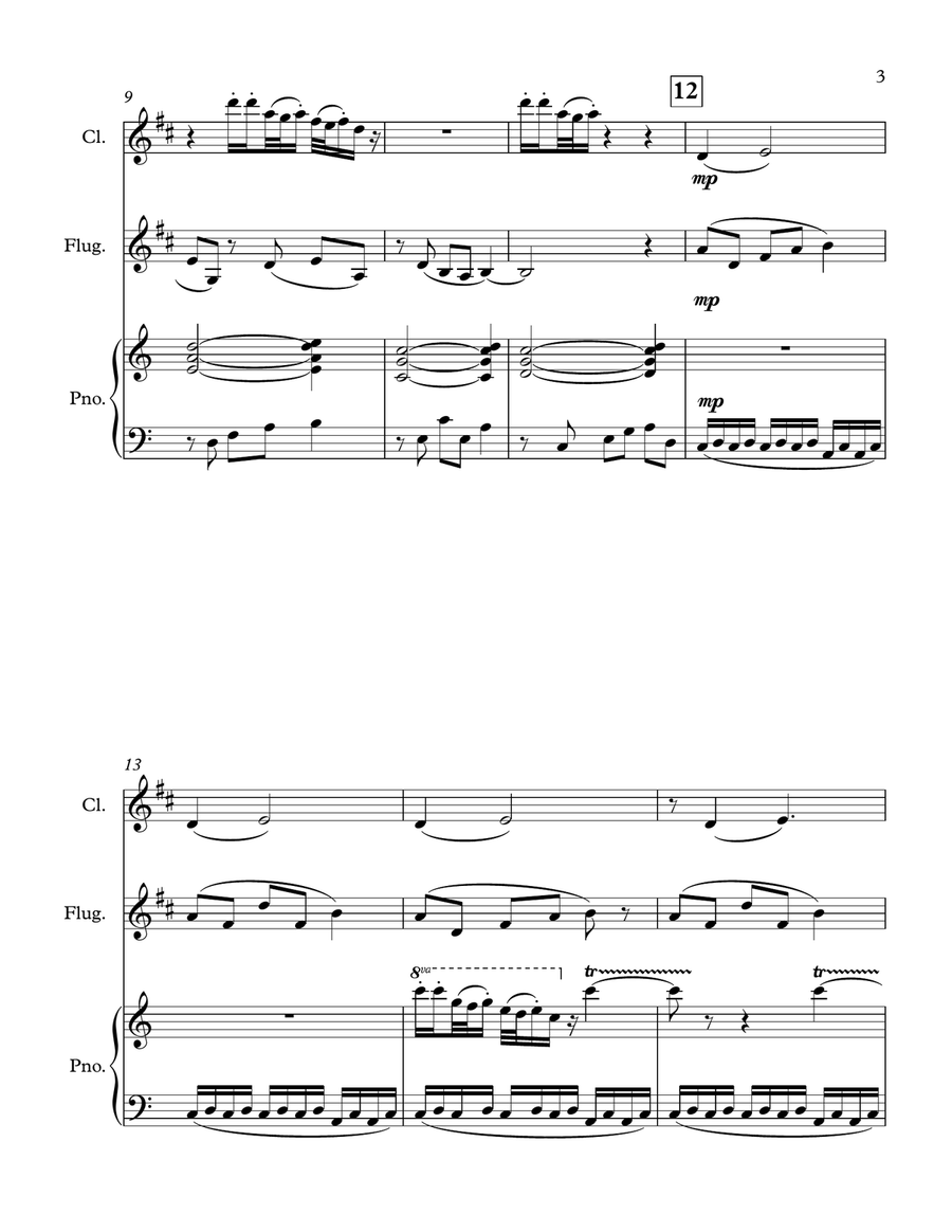 Fantasy on Naval Hymns for Clarinet, Flugel Horn, and Piano Clarinet scores gallery preview page 3