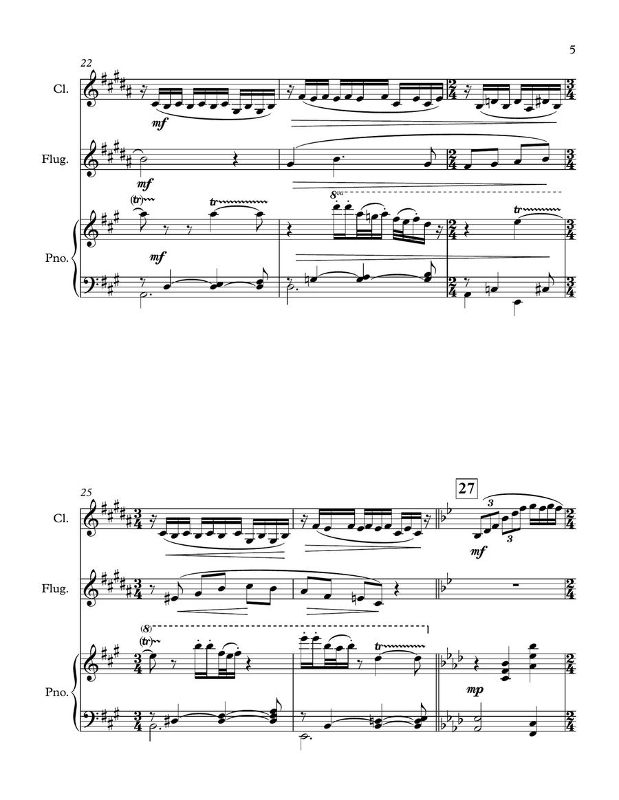 Fantasy on Naval Hymns for Clarinet, Flugel Horn, and Piano Clarinet scores gallery preview page 5