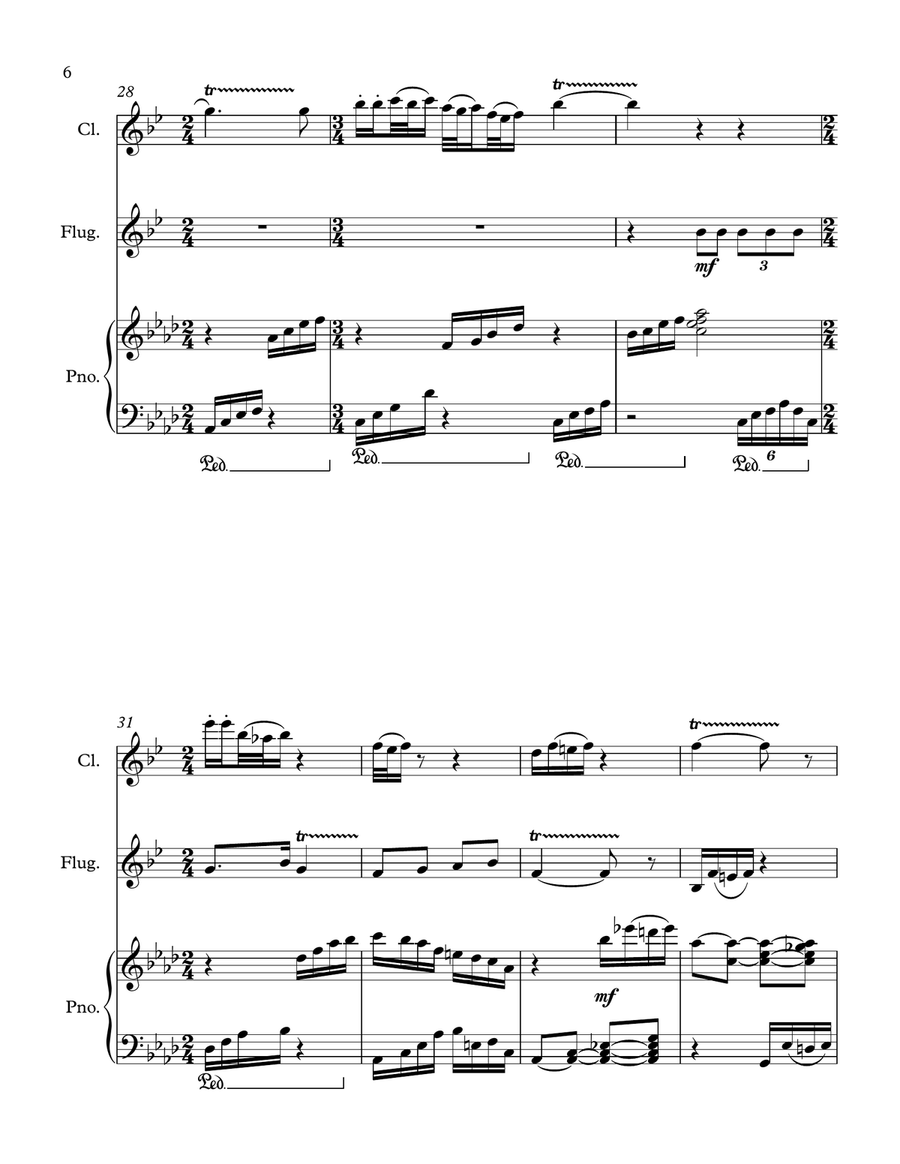 Fantasy on Naval Hymns for Clarinet, Flugel Horn, and Piano Clarinet scores gallery preview page 6