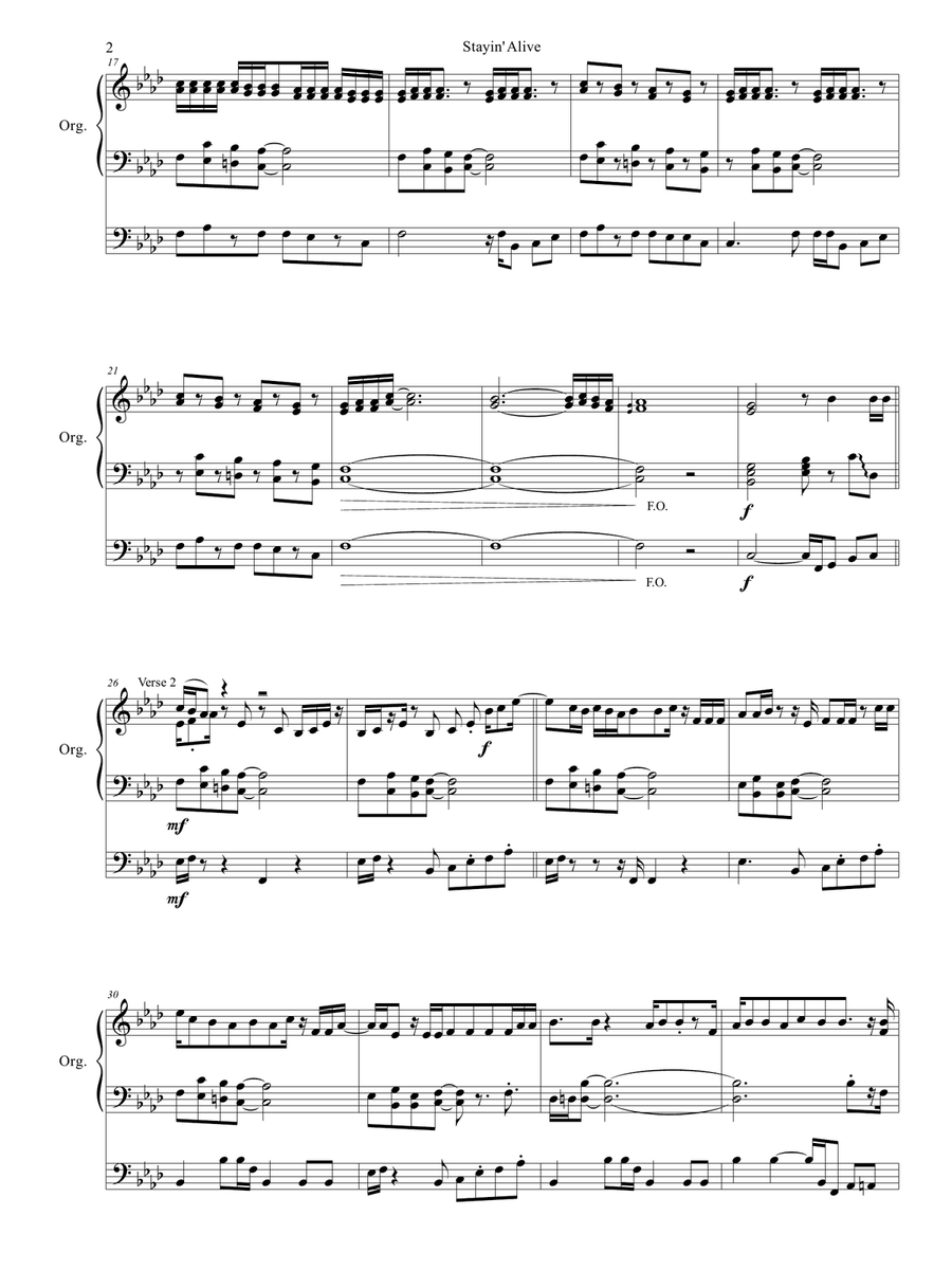 Stayin' Alive from the Motion Picture SATURDAY NIGHT FEVER Organ Solo scores gallery preview page 3