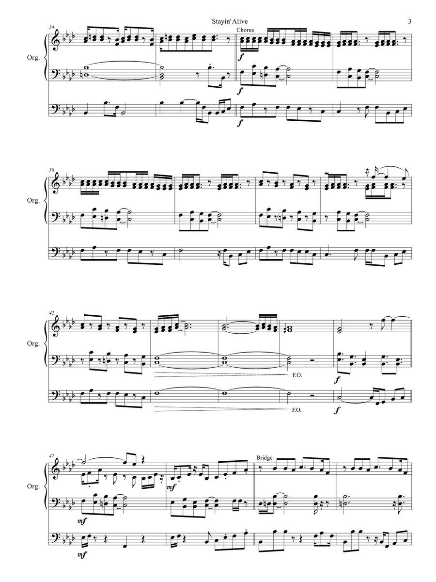 Stayin' Alive from the Motion Picture SATURDAY NIGHT FEVER Organ Solo scores gallery preview page 4