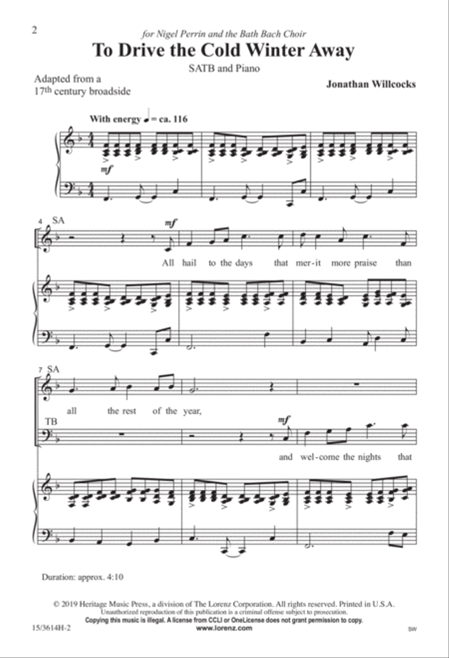 To Drive the Cold Winter Away 4-Part scores gallery preview page 2