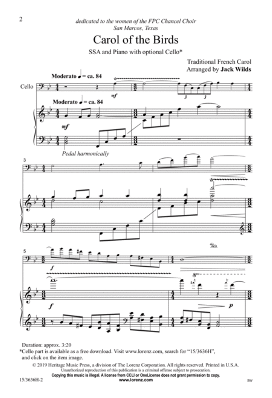 Carol of the Birds Carol of the Birds SSA scores gallery preview page 2