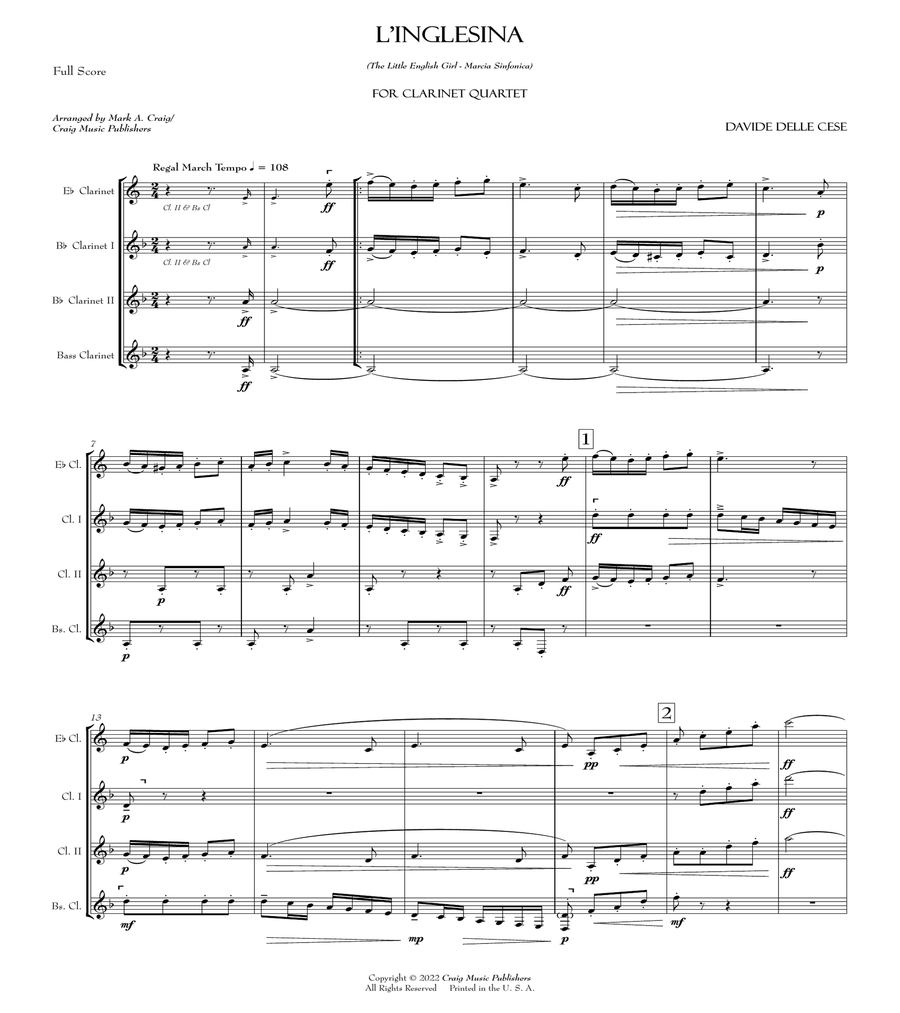 L'Inglesina (Little English Girl) (CQ) Clarinet Quartet scores gallery preview page 2