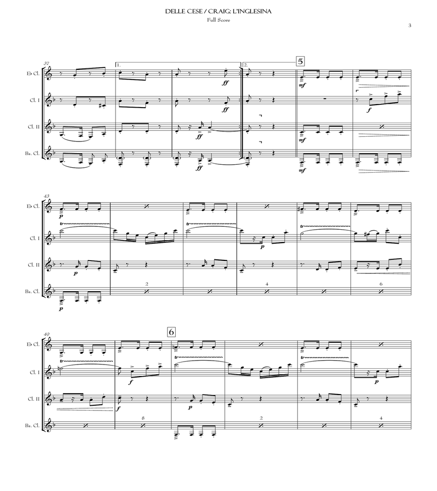 L'Inglesina (Little English Girl) (CQ) Clarinet Quartet scores gallery preview page 4