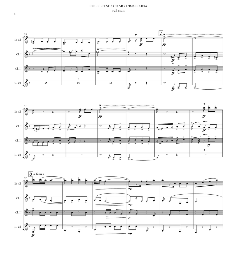 L'Inglesina (Little English Girl) (CQ) Clarinet Quartet scores gallery preview page 5