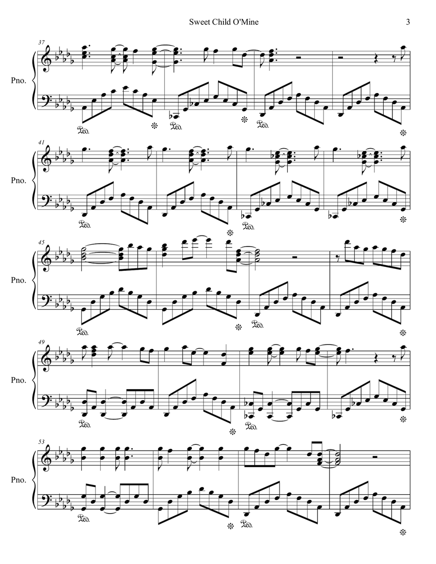 Sweet Child O' Mine Sweet Child O' Mine Piano Solo scores gallery preview page 4